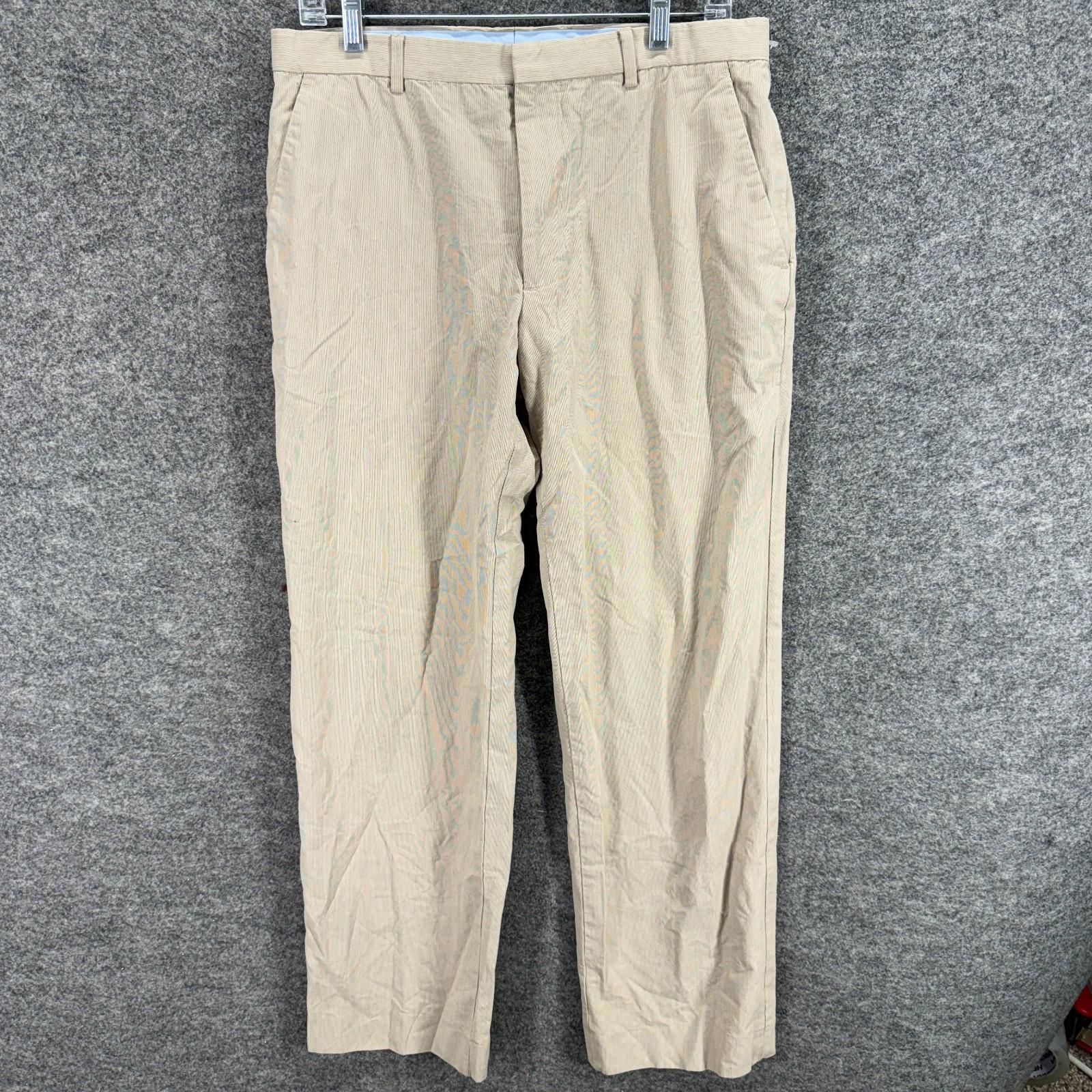 Banana Republic Dress Pants Men 32/32 Beige Mid Rise Flat Front Straight Cotton